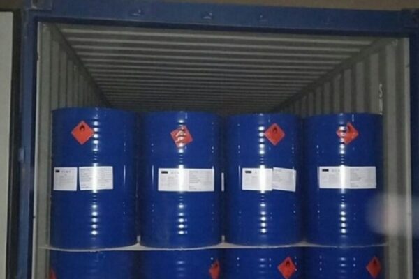 Drums of n-Heptane in Shipping Container