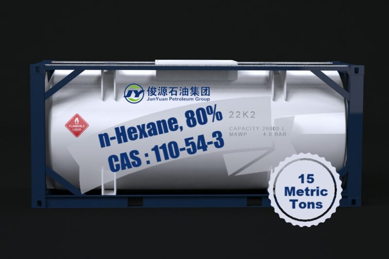 n-Hexane 80% CAS 110-54-3 packaged in 15 metric tons ISO tank container by Junyuan Petroleum Group