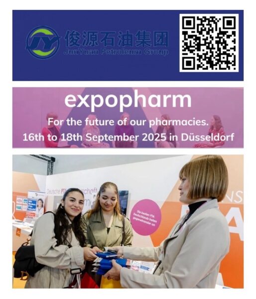 Exhibition booth at a leading European pharmaceutical trade fair, showcasing high-purity n-Heptane with REACH certification for pharma and chemical applications.