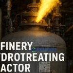 A refinery hydrotreating reactor under controlled sulfiding conditions, symbolizing catalyst activation with sulfur compounds such as DMDS and TBPS