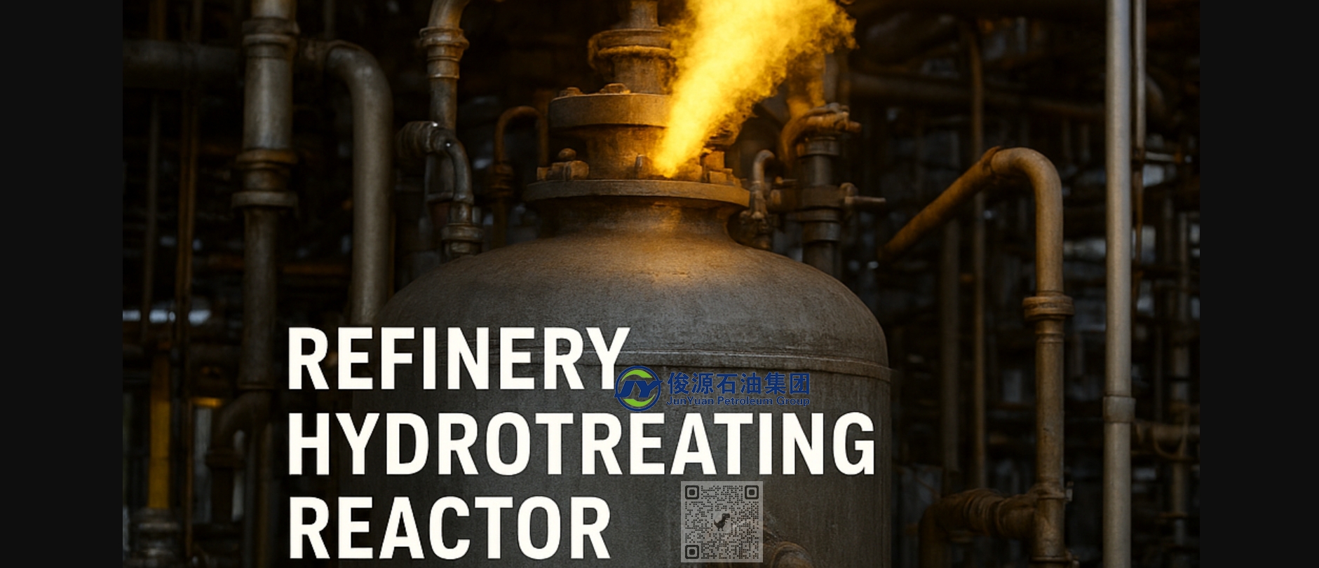 A refinery hydrotreating reactor under controlled sulfiding conditions, symbolizing catalyst activation with sulfur compounds such as DMDS and TBPS