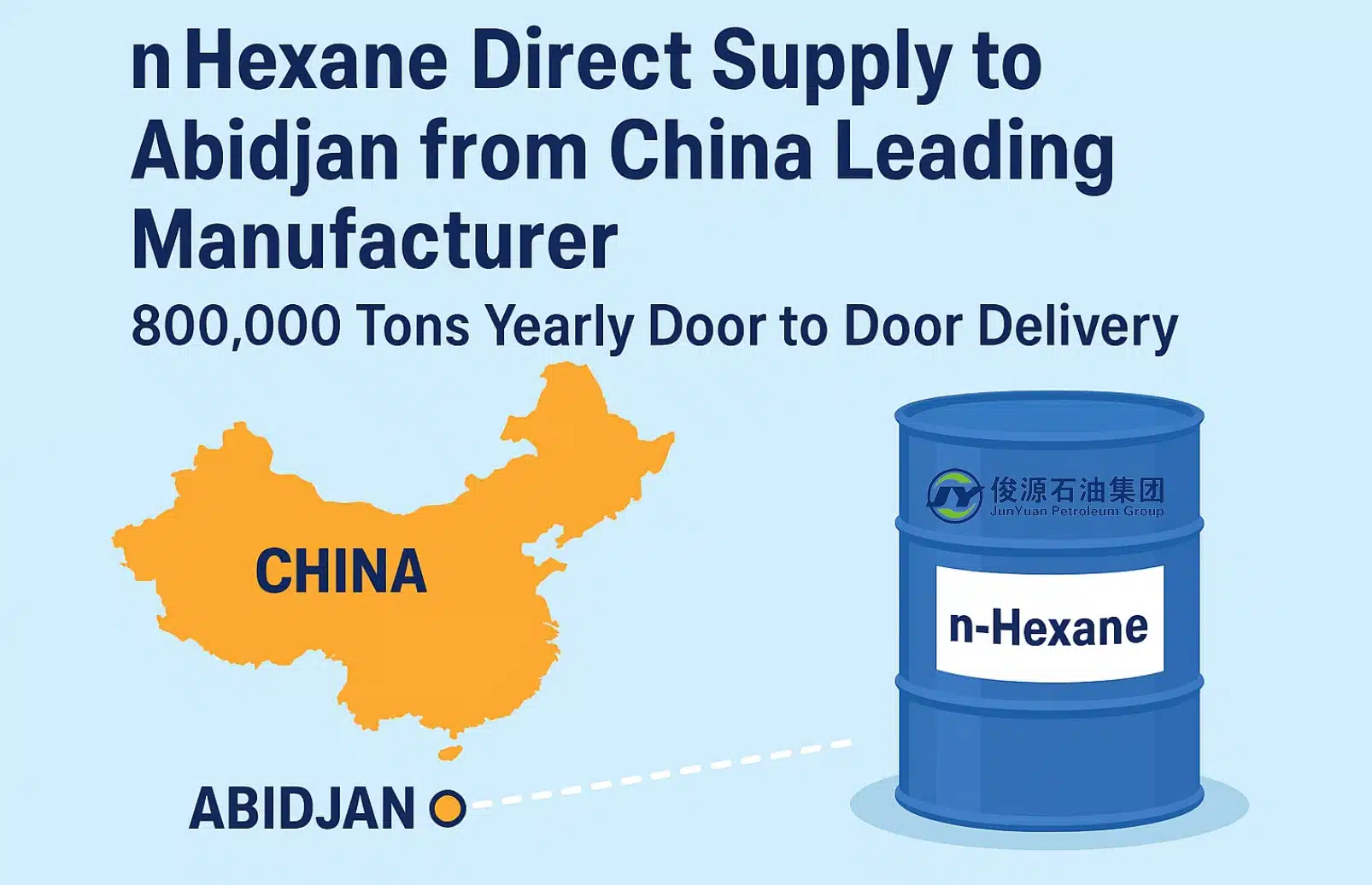 Bulk n Hexane supply from China to Abidjan with shipping containers and logistics delivery