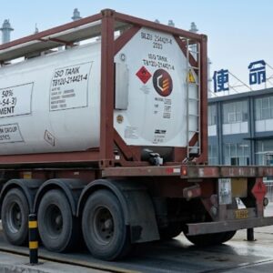 n-Hexane 50% (CAS No. 110-54-3) ISO Tank container loaded on transport truck at Junyuan Petroleum Group site